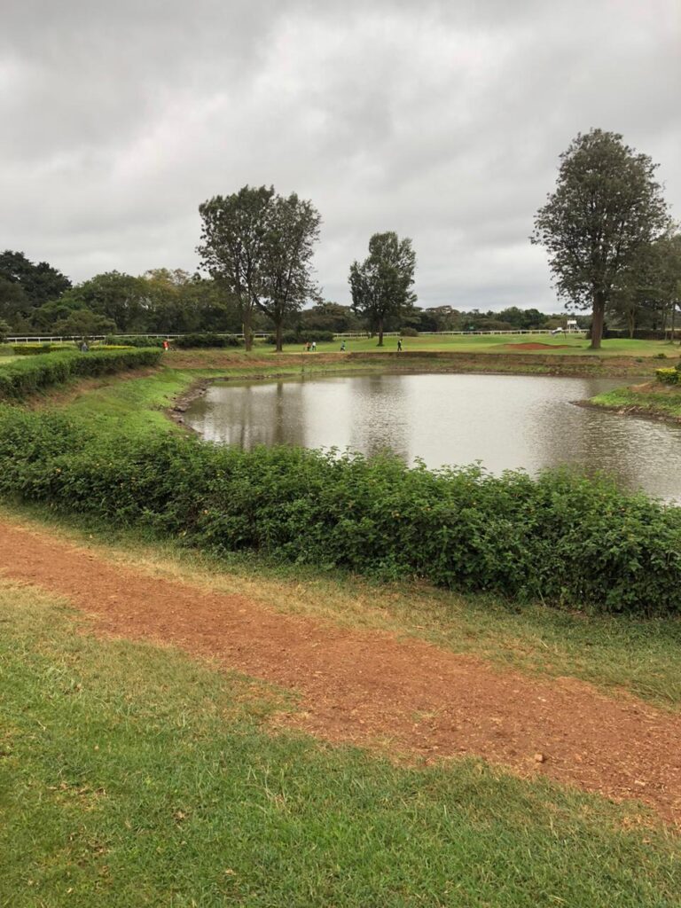 ンゴング競馬場のゴルフ場の池