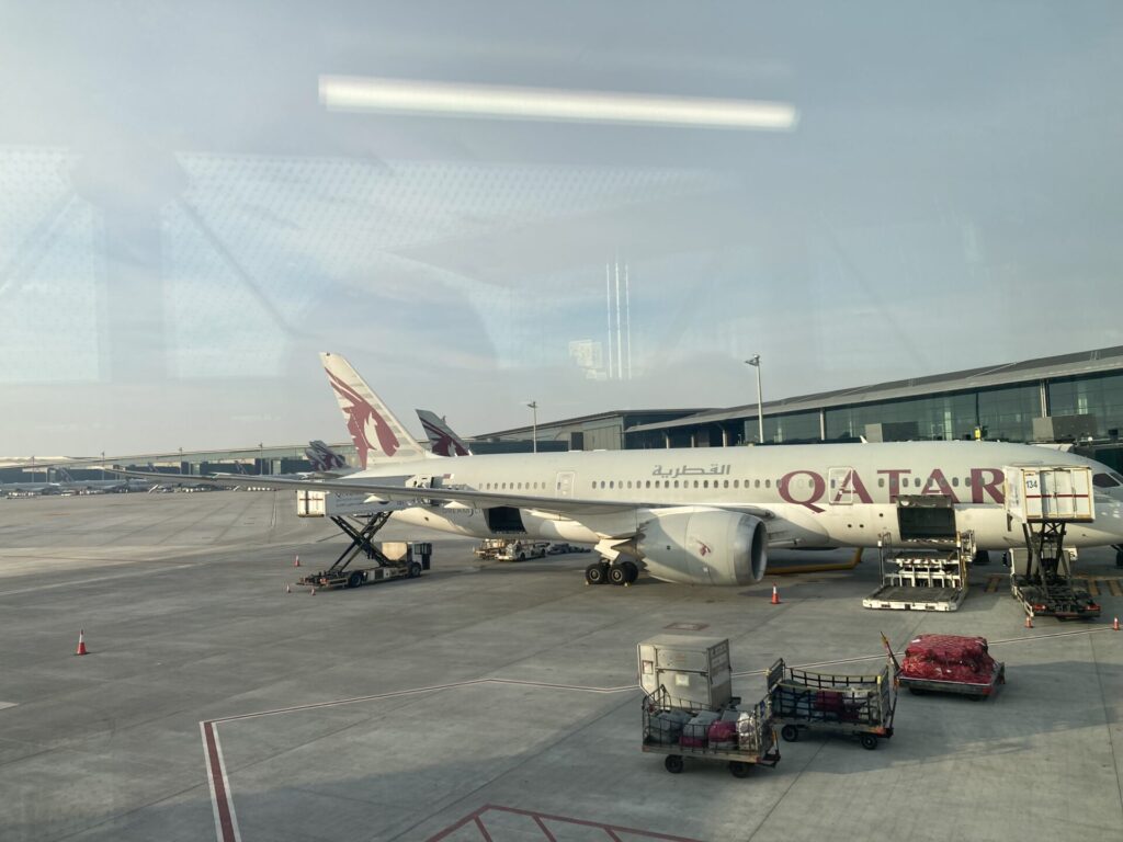 ポルトガルまでのカタール航空の機体